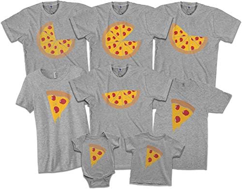 Pizza Pasta ve Dilimleri / Anne Baba Bebek Oğul Kız Eşleştirme Aile Gömlek Seti