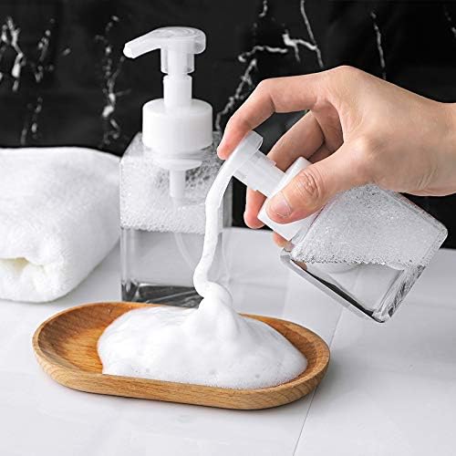 Bekith 9 Paket Köpük Sabunluk, 8 Oz Şeffaf Plastik Sabunluk Pompa Şişeleri ile Beyaz Plastik Sıvı Sabun için Tops