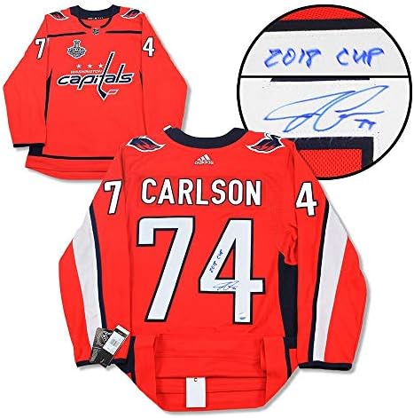 John Carlson Washington Capitals İmzalı 2018 Stanley Kupası Adidas Forması-İmzalı NFL Formaları