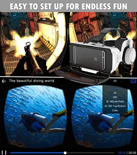 VR Kulaklık için 3D IMAX Film Video Oyunu, sanal Gerçeklik Gözlüğü w / Kulaklık ve Uzaktan için iPhone 13 12 11 Pro SE XS XR