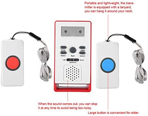 Yardım Çağrı Sistemi, su geçirmez Hamile Çağrı Düğmesi Kablosuz Çağrı Cihazı, LED ışıkları ile Yaşlılar için Kablosuz Engelli