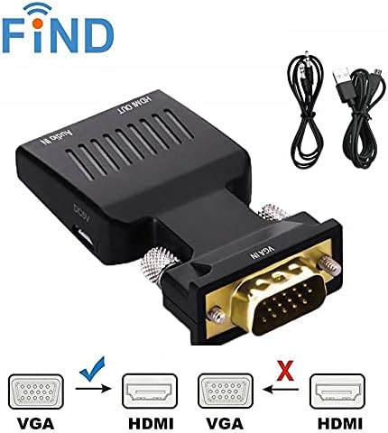 Konnektörler Ses Bağlantı Noktası Dişi Video Dönüştürücü VGA-HDMI Ses Kablosu Uyumlu Adaptör Dönüştürücü-US