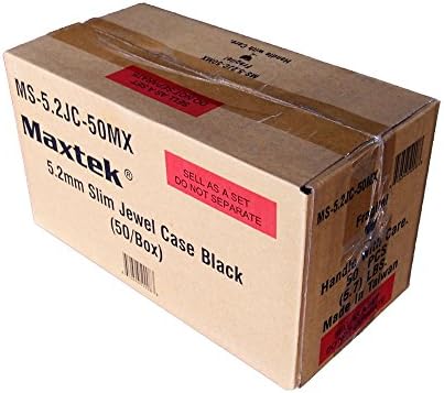 Maxtek Ultra İnce 5.2 mm İnce Şeffaf CD Mücevher Kutusu, Dahili Siyah Tepsi, 50 Paket.