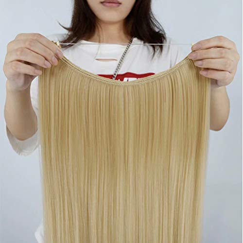 ıLUU Sentetik Balık Hattı Kıvırcık saç ekleme 18 80g Uzun Dalgalı Halo Hairpieces Görünmez Gizli Tel Doğal saç ekleme Kadınlar