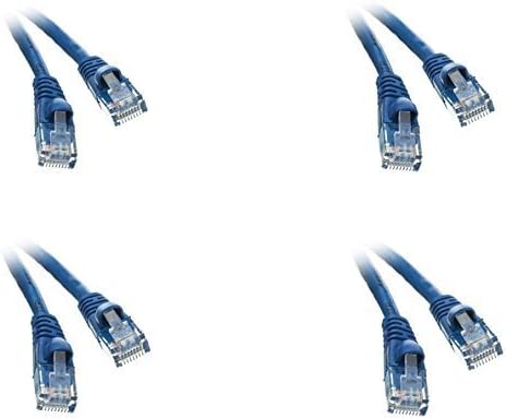 Cat5e Ethernet Yama Kablosu, Takılmayan / Kalıplanmış Önyükleme, 2 Ayaklar, Mavi, 4'lü Paket (ED748814)