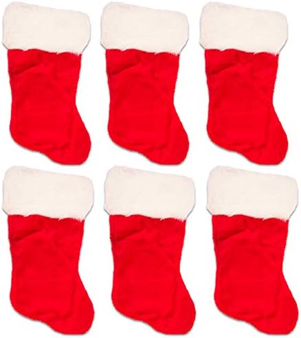 Crenstone Noel Çorap Set 6 - Deluxe Büyük Kırmızı ve Beyaz Peluş Tatil Çorap Aile Çocuklar için (16 İnç, Toplu Paketi)