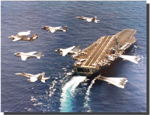 Uçak Gemisi Duvar Dekor Resim Askeri Jetleri Donanma Tarafından Uçan USS George Washington Havacılık Sanat Baskı Posteri (16x20)