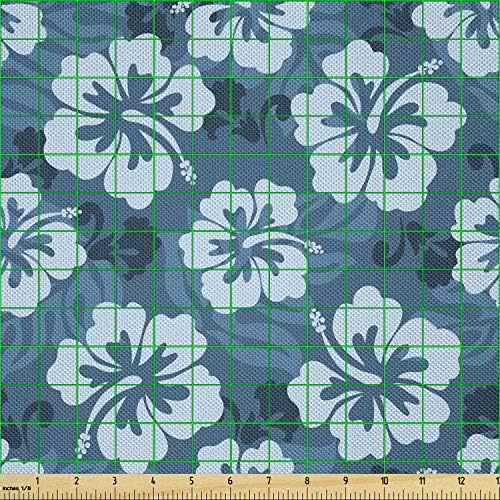 Lunarable Hawaii Kumaş Bahçesinde tarafından, Hawaii Ebegümeci Çiçekler ve Yapraklar Moda Tasarım Çiçek Tarzı Yapıt Baskı, Dekoratif
