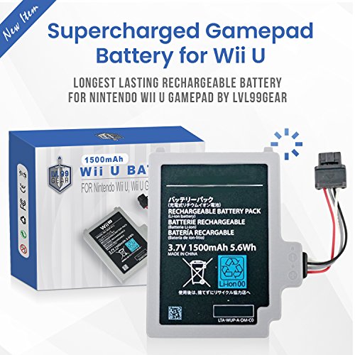 Wii U için Supercharged Gamepad Pil-LVL99Gear tarafından Nintendo Wii U Gamepad için En Uzun Ömürlü şarj edilebilir Pil