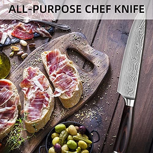 Şef Bıçağı-Bıçak Kalemtıraş ve Bıçak Kılıflı 8 İnç Mutfak Bıçağı, Paslanmaz Çelik Alman Maket Bıçağı Seti, Ergonomik Saplı Keskin