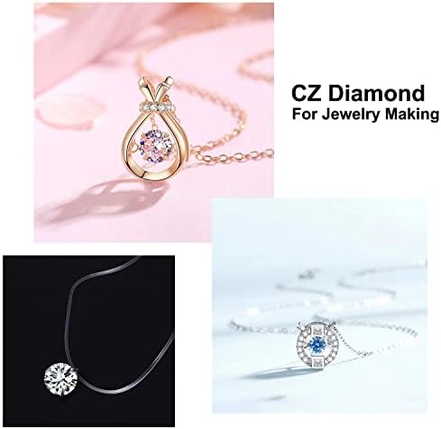 38 PCS Karışık Renk Kübik Zirkonya Diamonds DIY Takı Yapımı için (6MM), STİNO Yuvarlak CZ Gevşek Taşlar, kristal Taşlar, Simüle