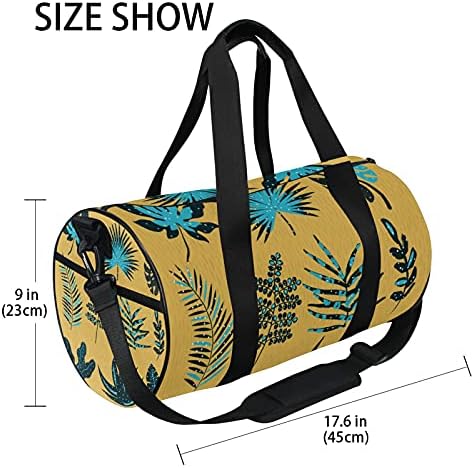 Spor çantası spor spor çantası Haftasonu Çanta Tote Palmiye Yaprakları Bitkiler Tropikal Sarı Seyahat Egzersiz Çantası Omuz sırt