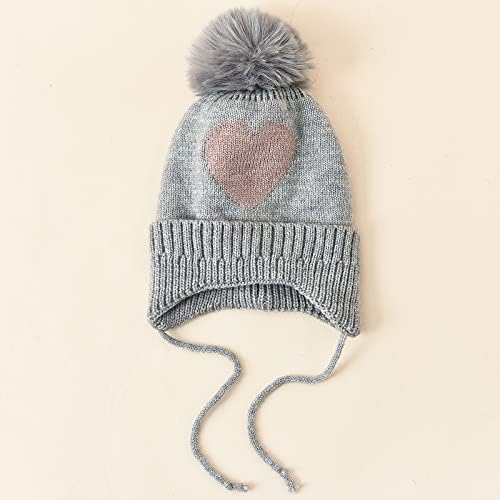Kalınlaşmak Kış Sıcak Bere Şapka Kış Kulaklığı Örgü Kazak Şapka Aşk Desen Moda Kafatası Kap Unisex Çocuk Kız Erkek için