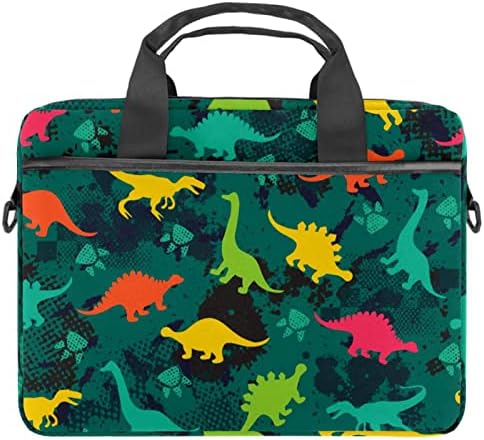 Renkli Dinozorlar Yeşil Sarı Yeşil laptop çantası Kadınlar için Messenger omuzdan askili çanta 14.5 İn Laptop taşıma çantası