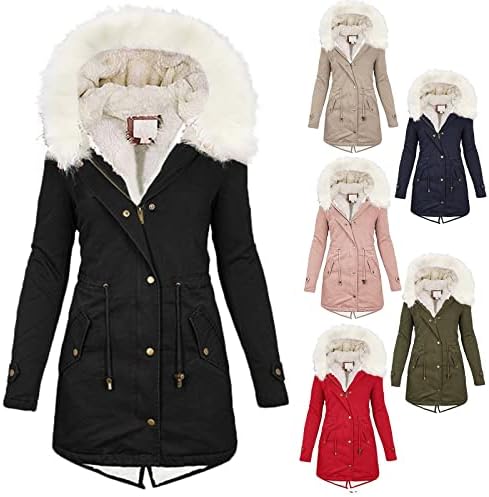 Kışlık mont kadınlar için Peluş astar katı ceket Sıcak bel ipli ince Hoodie artı Boyutu kalın Palto