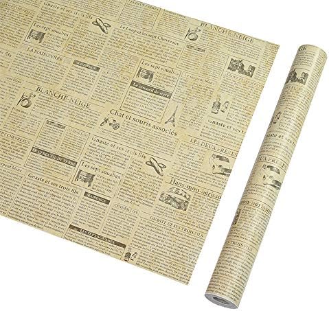 LovingWay Vintage İngilizce Gazete Dolabı Liner 177x17. 7 İnç Öz-Adheive Raf Çekmece Astar PVC Kağıt Çalışma Odası Masa Dekor