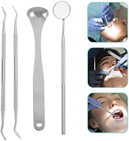 Paslanmaz Çelik Diş Hijyeni Kiti: 8 adet Diş Araçları Profesyonel Plak Sökücü Ağız Bakımı Temizleme Araçları Set Gümüş