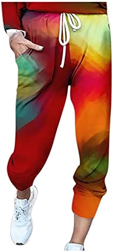 BHSJ kadın Rahat Kravat-Boya Baskı Pantolon Gevşek Spor Eşofman Altı Moda İpli Elastik Egzersiz Pantolon ile Cep