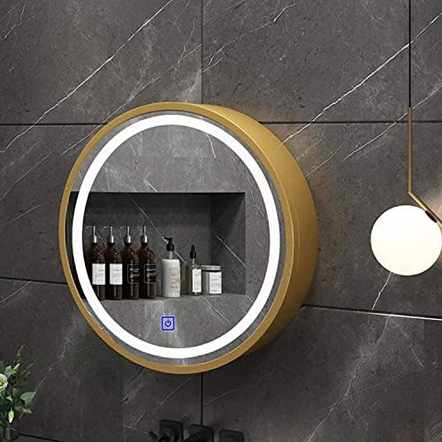 ZLGE aynalı dolap Banyo için Modern Yuvarlak LED banyo aynası İlaç Dolabı, Duvara Monte makyaj aynası, Kısılabilir Dokunmatik