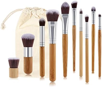 NBHFR 11 adet Doğal Bambu Kolu Makyaj Fırçalar Set Vakfı Karıştırma Kozmetik Makyaj Aracı