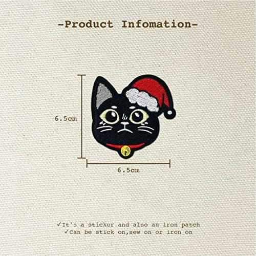 Hinihao 1 pc Noel Siyah Kedi Hayvan yama Sticker Sopa on/Demir on/Yama Aplike dikmek için Giysi, sırt Çantası, Phonecases, Helmat,