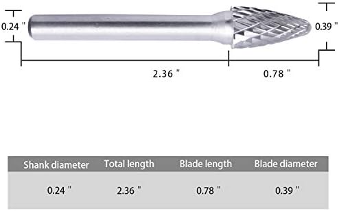 Tungsten Karbür Çapak Ark Yuvarlak Kafa Şekli Çift Kesim Döner Çapak Dosya(0.39Kesici Dia, 0.79Kesici Uzunluğu) ile 0.24 (6mm)