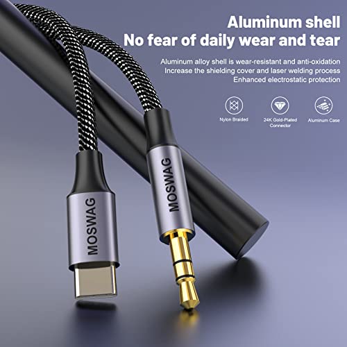 MOSWAG USB C için 3.5 mm Stereo Ses Kablosu 9.84 FT / 3 M, USB C için 3.5 mm Ses Stereo Kablosu için Araba Kulaklık Aux Kablosu