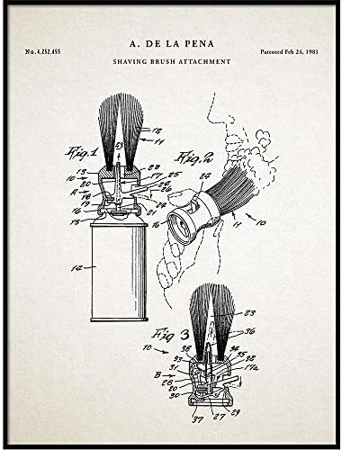 Tıraş Fırçası Patenti, Berber Dükkanı Dekoru, Banyo Dekoru, Berber Tıraş Fırçası Sanat Baskısı, Berber Hediyesi, Berber Posteri