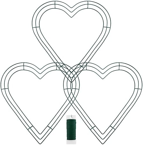 Ruısıta 3 Paket Kalp Şeklinde Tel Çelenk Çerçeve 14 İnç Yeşil Metal Çiçek Çelenk Köpük DIY El Sanatları sevgililer Günü Noel