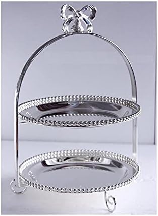 YZZSJC 2-Tier Metal Düğün Kek Standı Elektrolizle Gümüş Cupcake Tatlı Çanak Parti Tepsi Masa Ev Decorcake Standları Set