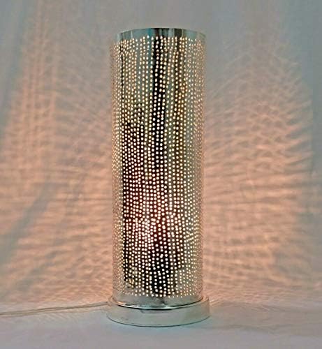 BM17 El Yapımı Gümüş Kaplama Kalay Silindir Telkari LED Masa / Zemin Lambası
