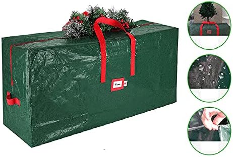 Noel Ağacı Saklama Çantası 9 Ft'ye kadar Demonte Ağaca Uyar 65L x 15W x 30 H Saplı Noel Ağacı Çantası-Yeşil, 2 Paket