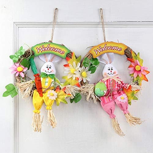 BYyushop Paskalya Kolye Dekorasyon, Güzel Komik Peluş Renkli Bunny Çelenk Korkuluk Kolye Tavşan Bebek Festivali Pembe
