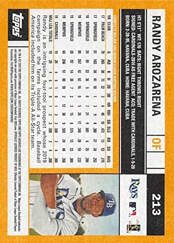 2020 Topps Arşivleri 213 Randy Arozarena RC Çaylak Tampa Bay Rays MLB Beyzbol Ticaret Kartı