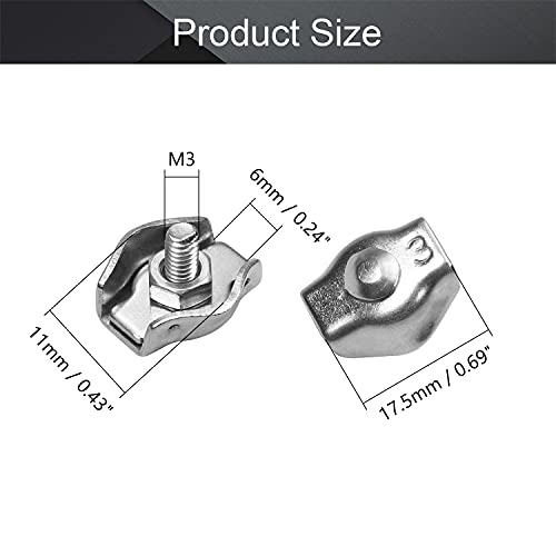Momax 304 Paslanmaz Çelik Tek tel halat klipsi kablo Kelepçesi Takım için 4-5mm / 0.16-0.2 inç Halat 3 Adet
