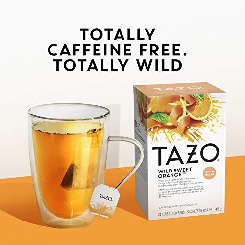 Tazo Bitkisel Çay Narenciye İçeceği için Çay Poşetleri Vahşi Tatlı Portakal Kafeinsiz 20 Çay Poşeti
