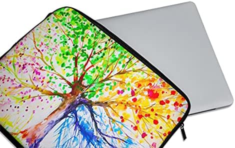 Tasarım Skinz Soyut Renkli Suluboya Canlı Ağacı V3 10 Fermuar Neopren Kol Taşıma Çantası ile Uyumlu Acer, Asus, Dell, Lenovo,