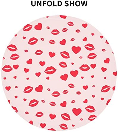 Sevimli Pembe Kalp Masa Örtüsü, Yıkanabilir Polyester Masa Örtüsü Yemek Odası Mutfak Parti Doğum Günü Dekorasyon için Yuvarlak