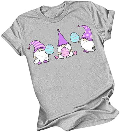 Paskalya Gömlek Kadın Genç Kızlar ıçin Paskalya Gnomes Grafik Tees Sevimli Komik baskılı tişört Tops Gençler O Boyun Bluzlar