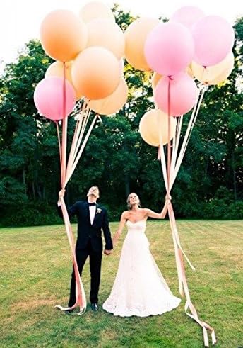 Çeşitli 36 İnç (3 ft) Pastel Renk Kalınlaşmış Dev Lateks Balonlar, 24 Paketi, Yuvarlak Şekil, Premium Helyum Kalite için Düğün