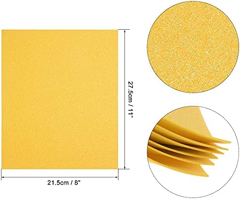 uxcell Sarı Glitter EVA Köpük Levhalar 11x8 İnç 2mm Kalın El Sanatları DIY Projeleri için 24 Adet