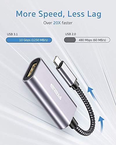ESR USB C'den HDMI Adaptörüne [30 Hz'de 4K] (Thunderbolt 3) Örgülü Naylon Taşınabilir Tip-C Dönüştürücü, MacBook Pro, MacBook