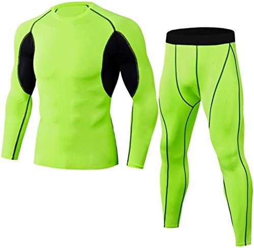 GREFER-Erkek Erkek Spor Takım Elbise Yeni Uzun Kollu Spor Tops T-Shirt Sıkı uzun pantolon Eşofman Altı Atletik Setleri Eşofman