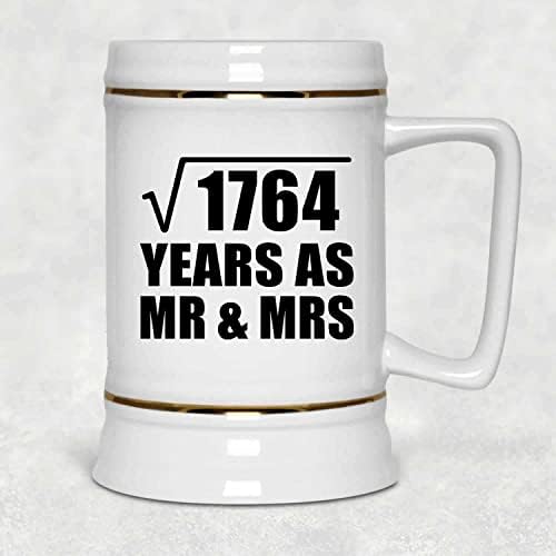 42nd Yıldönümü Karekök 1764 Yıl Olarak Mr & Mrs - 22 oz Bira Stein Seramik Bar Kupa Tankard Drinkware-Eşi için Koca Lady Onu