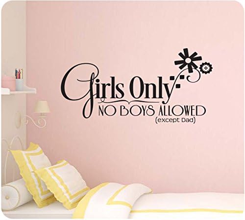 24 Kızlar Sadece Hiçbir Erkek Hariç İzin Baba Odası Işareti Kural Sevimli Duvar Çıkartması Sticker Sanat Mural Ev Dekorasyonu