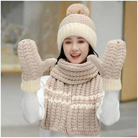 ZYKBB Kadın Kış Şapka Eşarp / Eldiven Setleri Kız Sıcak Kalınlaşmak Şapka Kadınlar için Örme Kayak Kap (Renk: D, Boyutu: Bir