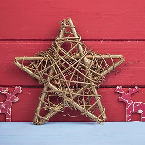 1 Adet Kurutulmuş Rattan Yıldız Noel masa süsü Noel Ağacı Asılı Kolye DIY Çelenk Çelenk Yıl, 10 cm Yıldız