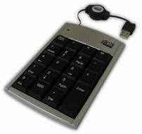 Adesso Tuş Takımı AKP - 150 USB 19 Tuşlu Sayısal Tuş Takımı Geri Çekilebilir Kordon Gümüş Siyah Elektronik