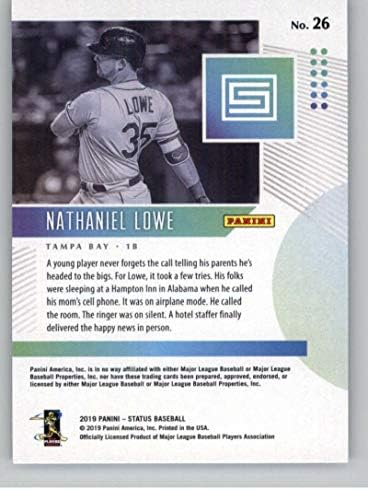 2019 Chronicles Durum Beyzbol 26 Nathaniel Lowe Tampa Bay Rays RC Çaylak Kartı Resmi MLBPA Ticaret Kartı Panini