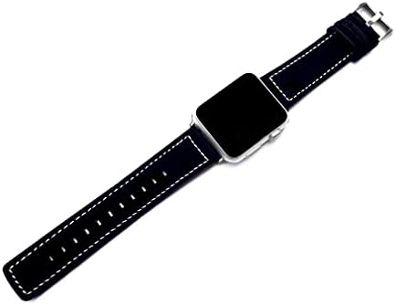 Beyaz Dikişli NİCKSTON Siyah Süet Bant Apple Watch 7 ve 6 SE Serisi ile Uyumlu 40mm 41mm 44mm 45mm Zarif Deri Kayış Bilezik